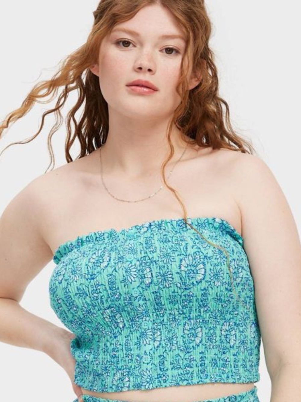 Roller Rabbit x Target Women's Garden Floral Smocked Peplum Tank Top Teal